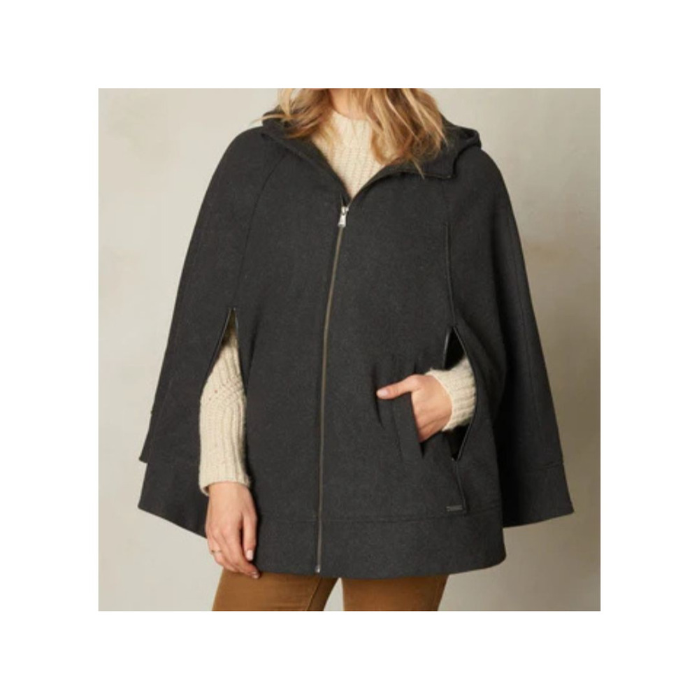 Prana Womens Whitney Cape Size L XL Charcoal Gray Wool Blend Preppy Retro Office